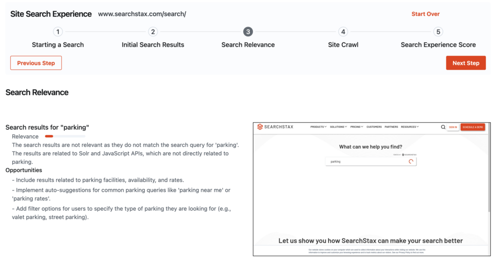 Search Experience Test parking