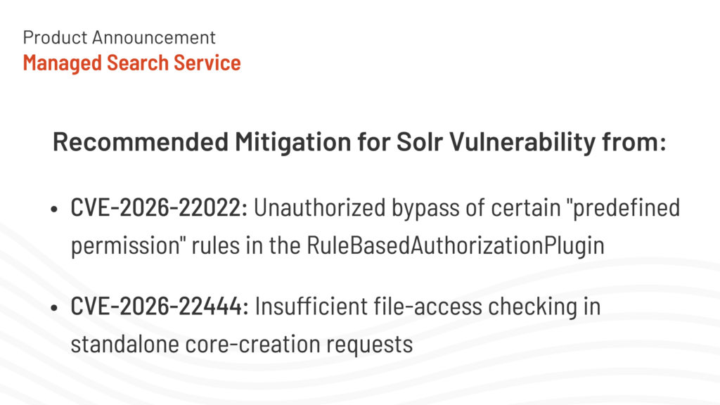 Solr vulnerability announcement January 2026