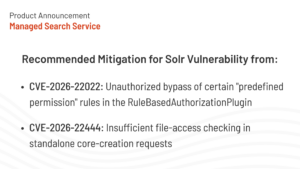 Solr vulnerability announcement January 2026